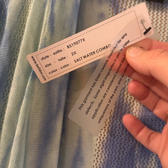 Belldini Women’s Open Front Watercolor Salt Water Combo Cardigan Sweater New 2X - Picture 4 of 9